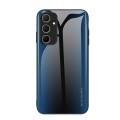 For Samsung Galaxy A35 5G Texture Gradient Glass TPU Phone Case(Blue)