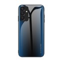 For Samsung Galaxy A25 5G Texture Gradient Glass TPU Phone Case(Blue)