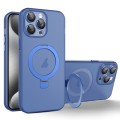 For iPhone 15 Pro MagSafe Holder PC Hybrid TPU Phone Case(Blue)