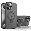 For iPhone 15 Pro MagSafe Holder PC Hybrid TPU Phone Case(Black)