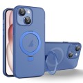 For iPhone 15 Plus MagSafe Holder PC Hybrid TPU Phone Case(Blue)