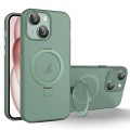 For iPhone 15 Plus MagSafe Holder PC Hybrid TPU Phone Case(Green)