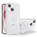 For iPhone 15 Plus MagSafe Holder PC Hybrid TPU Phone Case(White)