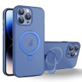 For iPhone 14 Pro Max MagSafe Holder PC Hybrid TPU Phone Case(Blue)