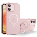 For iPhone 12 MagSafe Holder PC Hybrid TPU Phone Case(Pink)