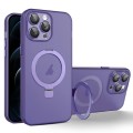 For iPhone 12 Pro Max MagSafe Holder PC Hybrid TPU Phone Case(Deep Purple)