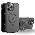 For iPhone 12 Pro MagSafe Holder PC Hybrid TPU Phone Case(Black)