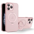 For iPhone 11 Pro Max MagSafe Holder PC Hybrid TPU Phone Case(Pink)