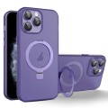 For iPhone 11 Pro MagSafe Holder PC Hybrid TPU Phone Case(Deep Purple)