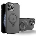 For iPhone 11 Pro MagSafe Holder PC Hybrid TPU Phone Case(Black)