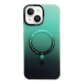 For iPhone 15 MagSafe IMD Gradient PC Hybrid TPU Phone Case(Green)