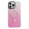 For iPhone 14 Pro MagSafe IMD Gradient PC Hybrid TPU Phone Case(Pink)