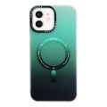 For iPhone 12 MagSafe IMD Gradient PC Hybrid TPU Phone Case(Green)