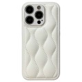 For iPhone 13 Pro Max Fine Hole 8-shaped Texture Eiderdown Airbag Phone Case(White)