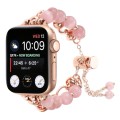 For Apple Watch Series 9 45mm Pearl Chain Metal Bracelet Watch Band(Pink Rose Gold)