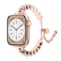 For Apple Watch SE 2023 44mm Pearl Bracelet Metal Watch Band(Rose Gold)
