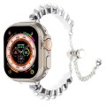 For Apple Watch Ultra 2 49mm Pearl Bracelet Metal Watch Band(Silver)