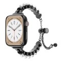 For Apple Watch Series 9 45mm Pearl Bracelet Metal Watch Band(Black)