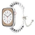 For Apple Watch Series 9 45mm Pearl Bracelet Metal Watch Band(Silver)