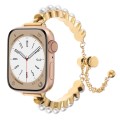 For Apple Watch Series 9 41mm Pearl Bracelet Metal Watch Band(Gold)