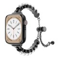 For Apple Watch SE 44mm Pearl Bracelet Metal Watch Band(Black)