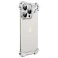 For iPhone 15 Pro Frameless Metal Corner Pad Phone Case with Lens Film(White)