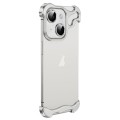 For iPhone 15 Plus Frameless Metal Corner Pad Phone Case with Lens Film(White)