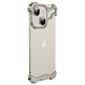 For iPhone 15 Plus Frameless Metal Corner Pad Phone Case with Lens Film(Grey)