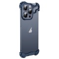 For iPhone 14 Pro Frameless Metal Corner Pad Phone Case with Lens Film(Blue)