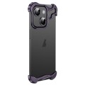 For iPhone 13 Frameless Metal Corner Pad Phone Case with Lens Film(Purple)