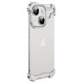 For iPhone 13 Frameless Metal Corner Pad Phone Case with Lens Film(White)