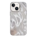 For iPhone 14 Color Silver IMD Feather Pattern Shockproof Phone Case