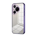 For Huawei Pura 70 Transparent Plating Fine Hole Phone Case(Purple)