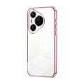 For Huawei Pura 70 Transparent Plating Fine Hole Phone Case(Pink)
