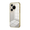 For Huawei Pura 70 Transparent Plating Fine Hole Phone Case(Gold)