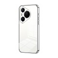 For Huawei Pura 70 Transparent Plating Fine Hole Phone Case(Silver)