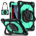 For iPad 10.2 2021 / 2020 / 2019 Contrast Color Robot Silicone Hybrid PC Tablet Case(Black Mint Gree