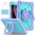 For iPad 10.2 2021 / 2020 / 2019 Contrast Color Robot Silicone Hybrid PC Tablet Case(Purple Mint Gre