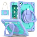 For iPad Air / Air 2 / 9.7 2018/2017 Contrast Color Robot Silicone Hybrid PC Tablet Case(Purple Mint