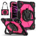 For iPad Pro 11 2022 / Air 10.9 2022 Contrast Color Robot Silicone Hybrid PC Tablet Case(Black Rose