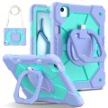 For iPad Air 11 2024 Contrast Color Robot Silicone Hybrid PC Tablet Case(Purple Mint Green)