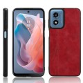 For Motorola Moto G Play 4G 2024 Cow Pattern Sewing Back Cover Phone Case(Red)