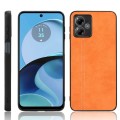 For Motorola Moto G14 Cow Pattern Sewing Back Cover Phone Case(Orange)