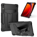 For Samsung Galaxy Tab S9 FE+ / S9+ T Holder Robot Silicone Hybrid PC Tablet Case(Black)