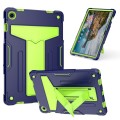For Samsung Galaxy Tab A9+ T Holder Robot Silicone Hybrid PC Tablet Case(Navy Yellow Green)