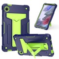 For Samsung Galaxy Tab A9 T Holder Robot Silicone Hybrid PC Tablet Case(Navy Yellow Green)