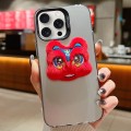 For iPhone 15 Pro New Year Lion Dance Plush Doll Phone Case(Grey Back Red Lion)