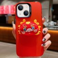 For iPhone 14 New Year Lion Dance Plush Doll Phone Case(Dragon)