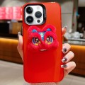 For iPhone 14 Pro New Year Lion Dance Plush Doll Phone Case(Red Back Red Lion)