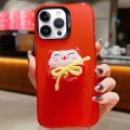 For iPhone 14 Pro Max New Year Lion Dance Plush Doll Phone Case(Lucky Cat)